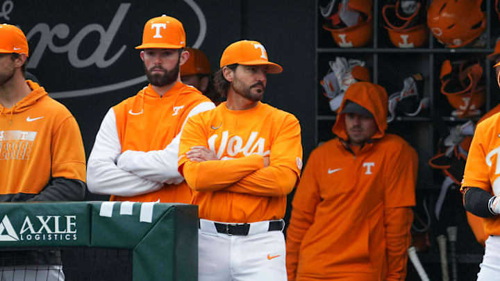 Tennessee baseball head coach Tony Vitello during a NCAA baseball game between Tennessee and Hofstra at Lindsey Nelson Stadium on Saturday, February 15, 2025.