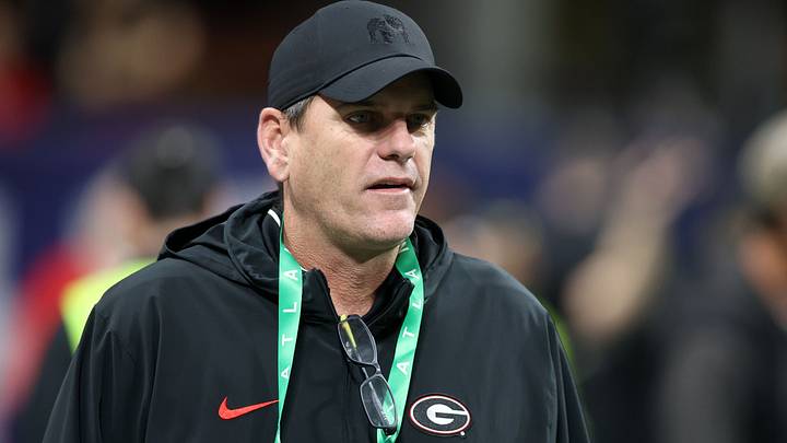Dec 2, 2023; Atlanta, GA, USA; Georgia Bulldogs offensive coordinator Mike Bobo before the SEC Championship game against the Alabama Crimson Tide at Mercedes-Benz Stadium. Mandatory Credit: Brett Davis-USA TODAY Sports