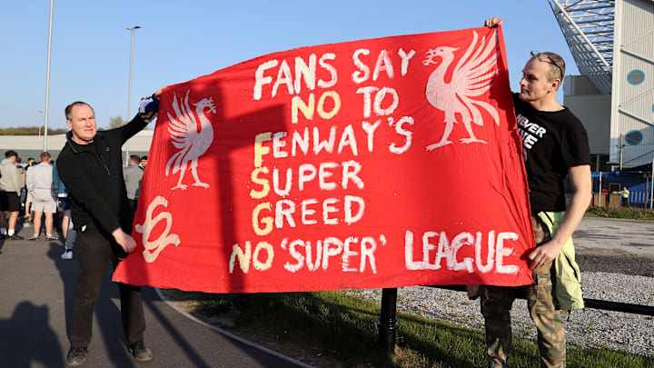 Die Pläne für die Schaffung einer Superliga provozierten auch in England zahlreiche Fan-Proteste Die Pläne für die Schaffung einer Superliga provozierten auch in England zahlreiche Fan-Proteste