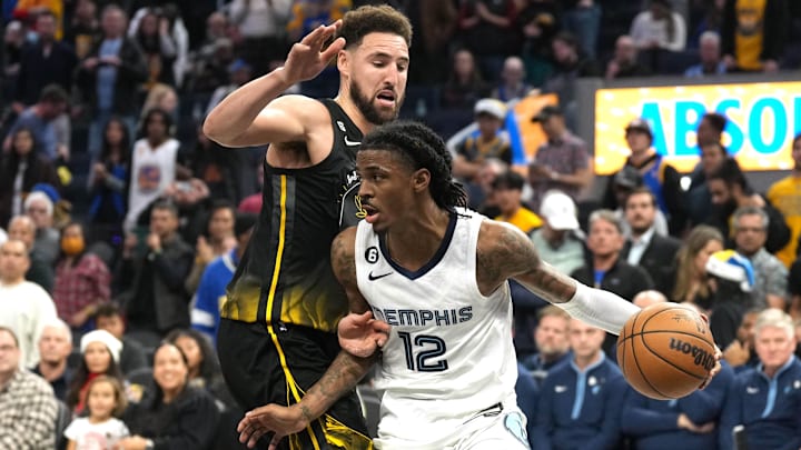 Dec 25, 2022; San Francisco, California, USA; Memphis Grizzlies guard Ja Morant (12) dribbles
