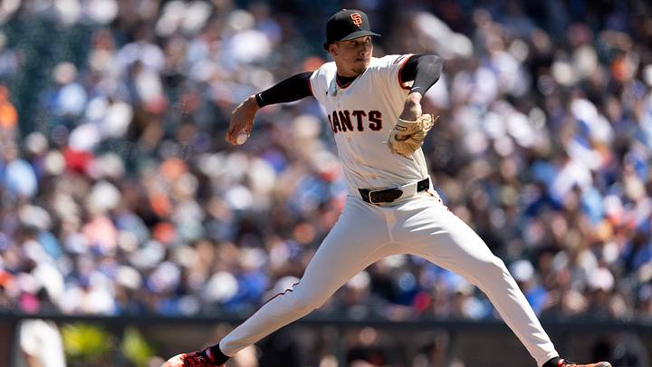 Jul 8, 2026; San Francisco, California, USA; San Francisco Giants pitcher Spencer Bivens (76) pitches against the Toronto Blue Jays during the seventh inning at Oracle Park. Mandatory Credit: D. Ross Cameron-Imagn Images