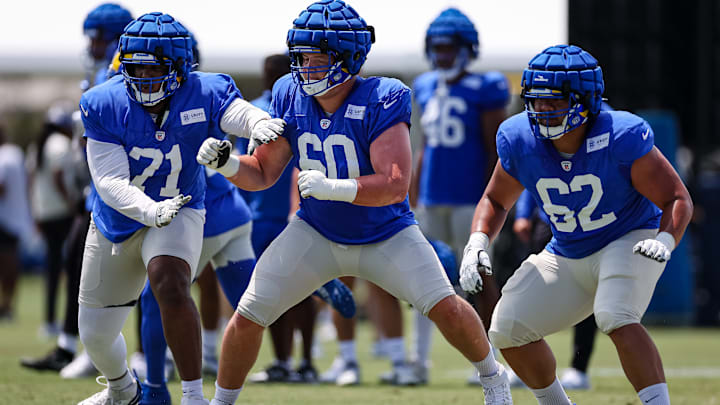 Los Angeles Rams Training Camp Bobby Evans, Logan Bruss, Jeremiah Kolone