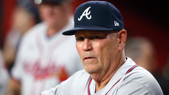 Atlanta Braves manager Brian Snitker against the Arizona Diamondbacks at Chase Field.