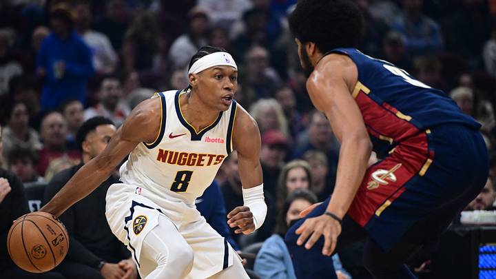 Jan 2, 2026; Cleveland, Ohio, USA; Denver Nuggets guard Peyton Watson (8) looks to drive on Cleveland Cavaliers center Jarrett Allen (31) during the first half at Rocket Arena. Mandatory Credit: David Dermer-Imagn Images Jan 2, 2026; Cleveland, Ohio, USA; Denver Nuggets guard Peyton Watson (8) looks to drive on Cleveland Cavaliers center Jarrett Allen (31) during the first half at Rocket Arena. Mandatory Credit: David Dermer-Imagn Images