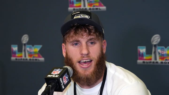 Seattle Seahawks wide receiver Cooper Kupp speaks to the media