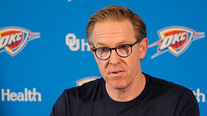 Sam Presti, Thunder General Manager, has his end-of-season media access, Monday, June 8, 2026.