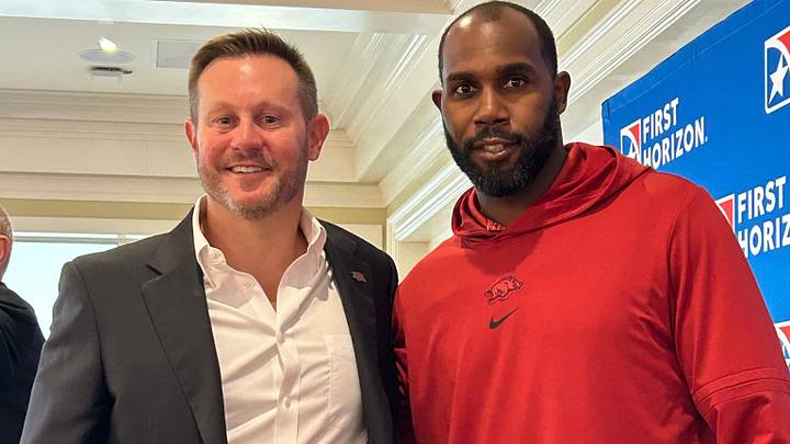 New Arkansas football coach Ryan Silverfield with former running back Darren McFadden New Arkansas football coach Ryan Silverfield with former running back Darren McFadden