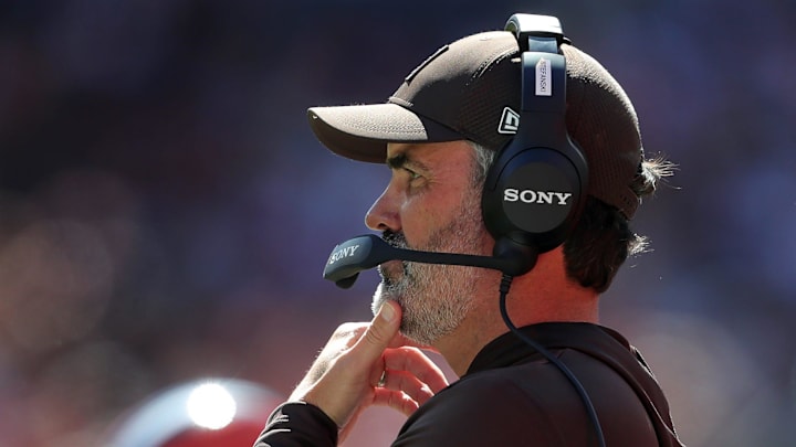 Cleveland Browns football coach Kevin Stefanski works the sideline during the second half of an NFL football game at Huntington Bank Field, Sept. 7, 2025, in Cleveland, Ohio. Cleveland Browns football coach Kevin Stefanski works the sideline during the second half of an NFL football game at Huntington Bank Field, Sept. 7, 2025, in Cleveland, Ohio.