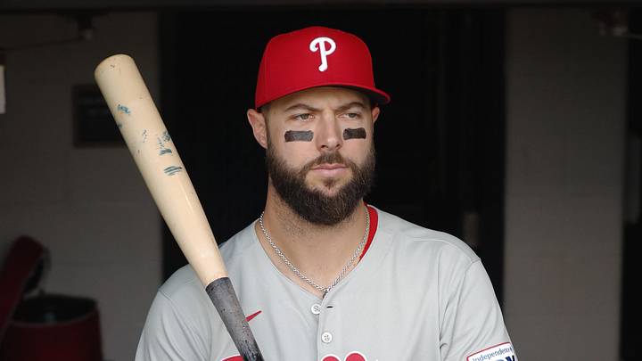 Jun 7, 2025; Pittsburgh, Pennsylvania, USA; Philadelphia Phillies left fielder Weston Wilson (37) enters the dugout to play the Pittsburgh Pirates at PNC Park. Mandatory Credit: Charles LeClaire-Imagn Images Jun 7, 2025; Pittsburgh, Pennsylvania, USA; Philadelphia Phillies left fielder Weston Wilson (37) enters the dugout to play the Pittsburgh Pirates at PNC Park. Mandatory Credit: Charles LeClaire-Imagn Images