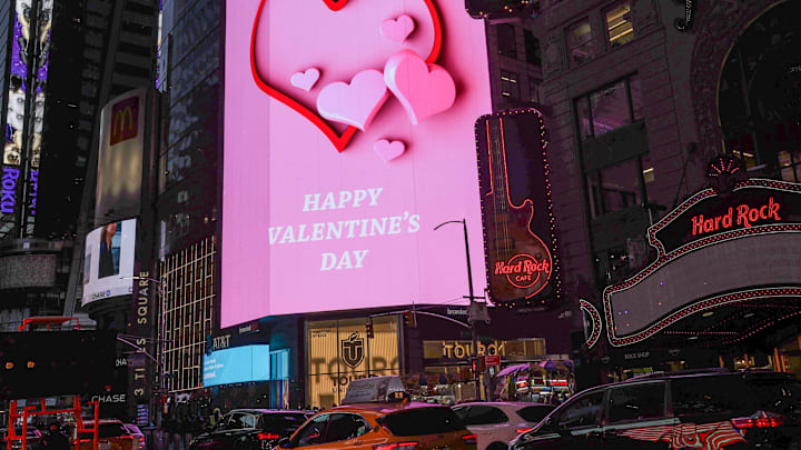 Times Square of New York City hosts weddings and proposals for the Valentine's Day
