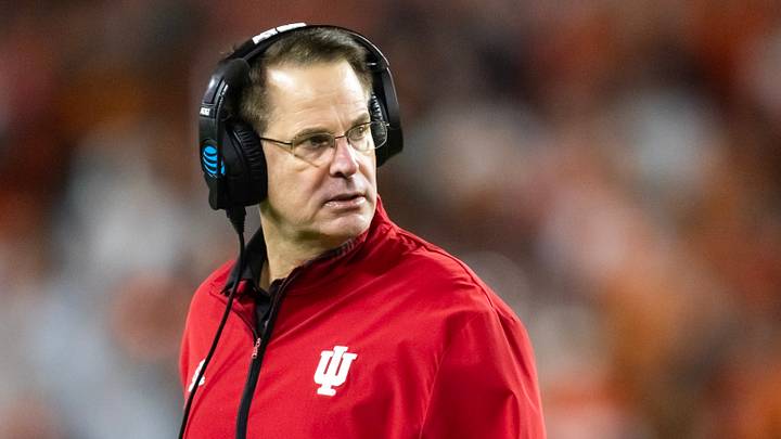Jan 19, 2026; Miami Gardens, FL, USA; Indiana Hoosiers head coach Curt Cignetti against the Miami Hurricanes in the College Football Playoff National Championship game at Hard Rock Stadium. Mandatory Credit: Mark J. Rebilas-Imagn Images