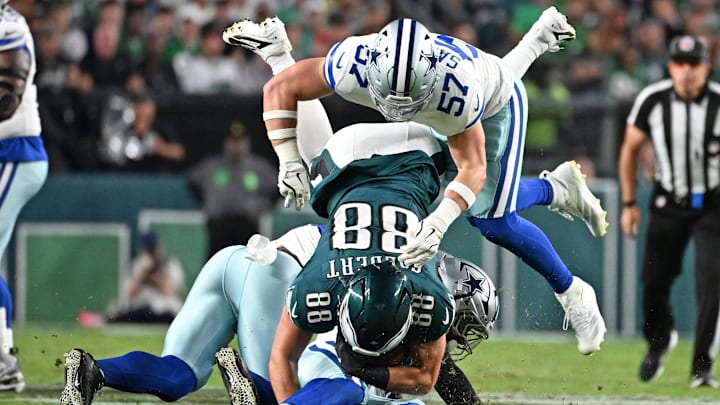 Sep 4, 2025; Philadelphia, Pennsylvania, USA; Philadelphia Eagles tight end Dallas Goedert (88) at Lincoln Financial Field. Sep 4, 2025; Philadelphia, Pennsylvania, USA; Philadelphia Eagles tight end Dallas Goedert (88) at Lincoln Financial Field.