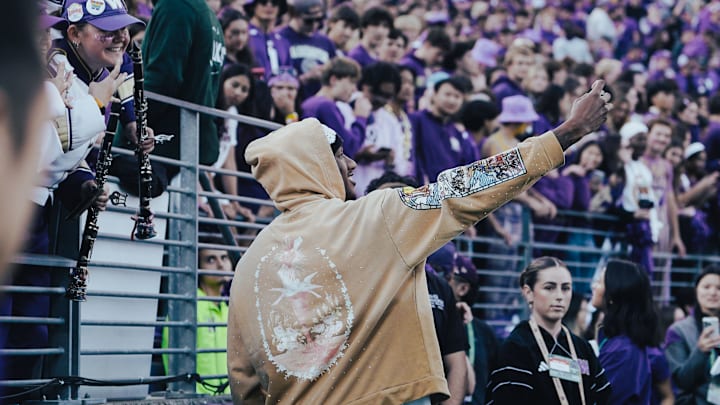 Michael Penix Jr. takes a selfie on a night when all the stars came out for Husky football. 