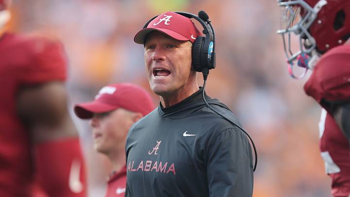 Oct 17, 2026; Knoxville, Tennessee, USA; Alabama Crimson Tide head coach Kalen DeBoer reacts during the second half against the Tennessee Volunteers at Neyland Stadium. Mandatory Credit: Randy Sartin-Imagn Images Oct 17, 2026; Knoxville, Tennessee, USA; Alabama Crimson Tide head coach Kalen DeBoer reacts during the second half against the Tennessee Volunteers at Neyland Stadium. Mandatory Credit: Randy Sartin-Imagn Images