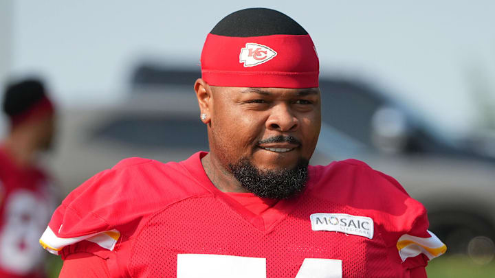 Jawaan Taylor OT Kansas City Chiefs. Mandatory Credit: Denny Medley-Imagn Images