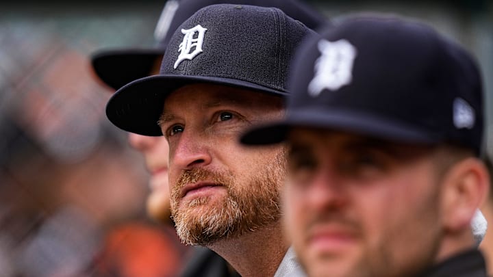 Detroit Tigers pitcher Alex Cobb watches a play against Chicago White Sox during the third inning of home opening day Comerica Park in Detroit on Friday, April 4, 2025. Detroit Tigers pitcher Alex Cobb watches a play against Chicago White Sox during the third inning of home opening day Comerica Park in Detroit on Friday, April 4, 2025.