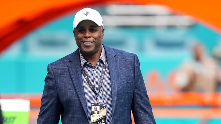 Dec 17, 2023; Miami Gardens, Florida, USA; Miami Dolphins general manager Chris Grier walks on the