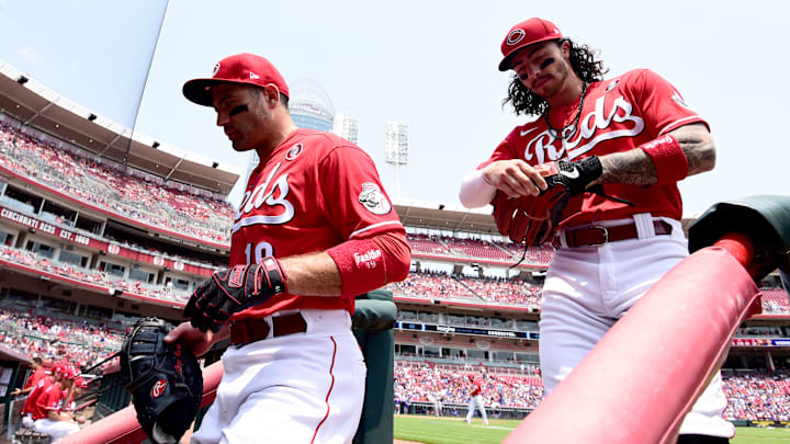 Cincinnati Reds players Joey Votto, Jonathan India