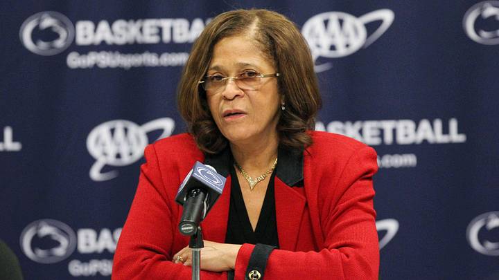 Jan 10, 2015; University Park, PA, USA; Rutgers Scarlet Knights head coach C. Vivian Stringer answers questions from the media following the game against the Penn State Lady Lions at Bryce Jordan Center. Rutgers defeated Penn State 71-51. Mandatory Credit: Matthew O'Haren-Imagn Images Jan 10, 2015; University Park, PA, USA; Rutgers Scarlet Knights head coach C. Vivian Stringer answers questions from the media following the game against the Penn State Lady Lions at Bryce Jordan Center. Rutgers defeated Penn State 71-51. Mandatory Credit: Matthew O'Haren-Imagn Images