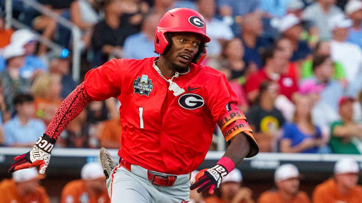 Jun 16, 2026; Omaha, NE, USA; Georgia Bulldogs third baseman Tre Phelps (1) runs after driving in a run on a double against the Texas Longhorns during the fifth inning at Charles Schwab Field. Mandatory Credit: Dylan Widger-Imagn Images Jun 16, 2026; Omaha, NE, USA; Georgia Bulldogs third baseman Tre Phelps (1) runs after driving in a run on a double against the Texas Longhorns during the fifth inning at Charles Schwab Field. Mandatory Credit: Dylan Widger-Imagn Images