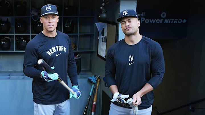 Dos de los jugadores mejor pagados de New York Yankees son Aaron Judge  y Giancarlo Stanton Mandatory Credit: Nick Turchiaro-Imagn Images