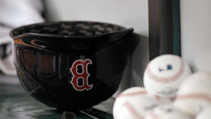 May 24, 2014; St. Petersburg, FL, USA; Boston Red Sox helmet lays in the dugout against the Tampa Bay Rays at Tropicana Field. Mandatory Credit: Kim Klement-Imagn Images May 24, 2014; St. Petersburg, FL, USA; Boston Red Sox helmet lays in the dugout against the Tampa Bay Rays at Tropicana Field. Mandatory Credit: Kim Klement-Imagn Images