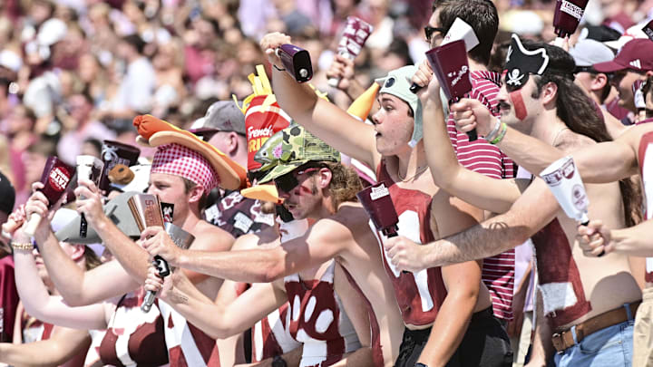 Mississippi State Bulldogs fans cheer during the game against the LSU Tigers at Davis Wade Stadium at Scott Field.