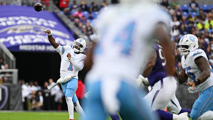 Oct 4, 2026; Baltimore, Maryland, USA; Tennessee Titans quarterback Cam Ward (1)drops back for a pass during the first quarter against the Tennessee Titans at M&T Bank Stadium. Mandatory Credit: Tommy Gilligan-Imagn Images Oct 4, 2026; Baltimore, Maryland, USA; Tennessee Titans quarterback Cam Ward (1)drops back for a pass during the first quarter against the Tennessee Titans at M&T Bank Stadium. Mandatory Credit: Tommy Gilligan-Imagn Images