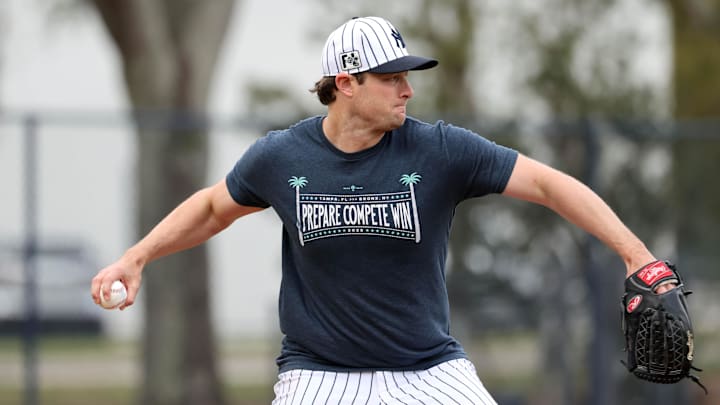 New York Yankees pitcher Cole during work outs at George M. Steinbrenner Field. 
