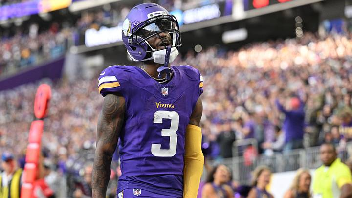 Nov 16, 2025; Minneapolis, Minnesota, USA; Minnesota Vikings wide receiver Jordan Addison (3) celebrates after scoring a touchdown during the fourth quarter against the Chicago Bears at U.S. Bank Stadium. Mandatory Credit: Jeffrey Becker-Imagn Images Nov 16, 2025; Minneapolis, Minnesota, USA; Minnesota Vikings wide receiver Jordan Addison (3) celebrates after scoring a touchdown during the fourth quarter against the Chicago Bears at U.S. Bank Stadium. Mandatory Credit: Jeffrey Becker-Imagn Images