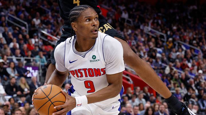 May 7, 2026; Detroit, Michigan, USA; Detroit Pistons guard Ausar Thompson (9) is defended by Cleveland Cavaliers center Evan Mobley (4) in the second half during game two of the second round of the 2026 NBA Playoffs at Little Caesars Arena. Mandatory Credit: Rick Osentoski-Imagn Images May 7, 2026; Detroit, Michigan, USA; Detroit Pistons guard Ausar Thompson (9) is defended by Cleveland Cavaliers center Evan Mobley (4) in the second half during game two of the second round of the 2026 NBA Playoffs at Little Caesars Arena. Mandatory Credit: Rick Osentoski-Imagn Images