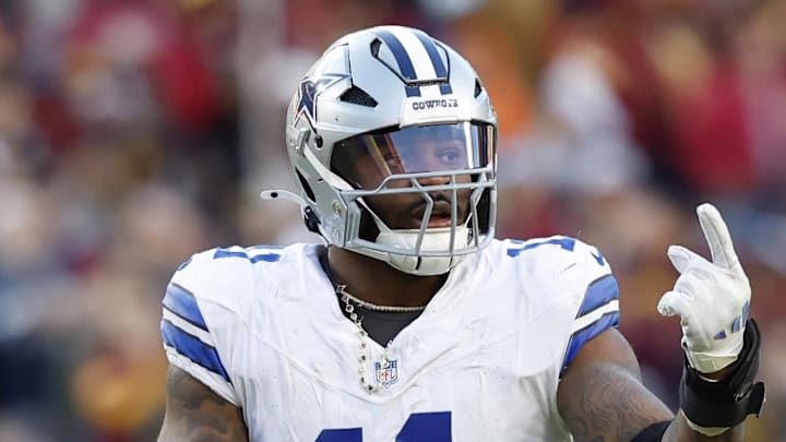 Dallas Cowboys linebacker Micah Parsons reacts to a play. Dallas Cowboys linebacker Micah Parsons reacts to a play.