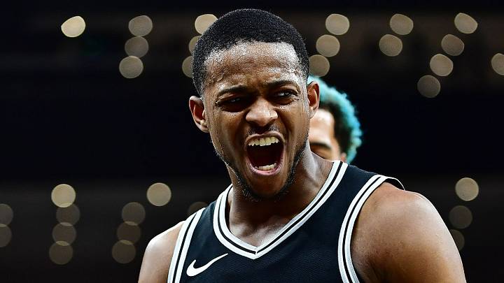 SAN ANTONIO, TX - FEBRUARY 20: De'Aaron Fox #4 of the San Antonio Spurs celebrates during the game against the Phoenix Suns on February 20, 2025 at the Moody Center in Austin, Texas. NOTE TO USER: User expressly acknowledges and agrees that, by downloading and or using this photograph, user is consenting to the terms and conditions of the Getty Images License Agreement. Mandatory Copyright Notice: Copyright 2025 NBAE (Photos by Michael Gonzales/NBAE via Getty Images)