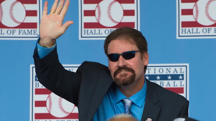 Jul 27, 2014; Cooperstown, NY, USA; Hall of Fame player Wade Boggs responds to being introduced during the class of 2014 national baseball Hall of Fame induction ceremony at National Baseball Hall of Fame. Mandatory Credit: Gregory J. Fisher-Imagn Images