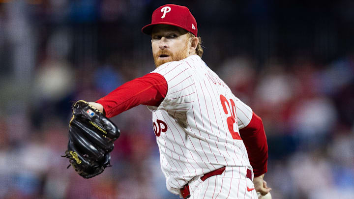 May 15, 2024; Philadelphia, Pennsylvania, USA; Philadelphia Phillies pitcher Spencer Turnbull (22) throws a pitch during the seventh inning against the New York Mets at Citizens Bank Park. Mandatory Credit: Bill Streicher-Imagn Images
