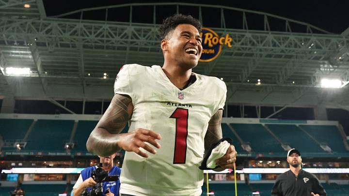 Atlanta Falcons quarterback Tua Tagovailoa. Atlanta Falcons quarterback Tua Tagovailoa.