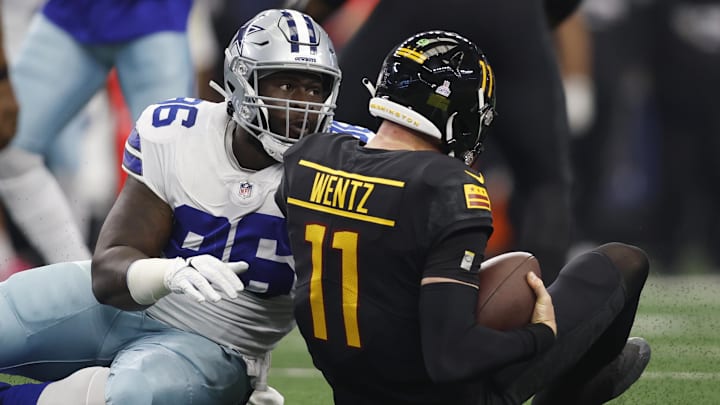 Oct 2, 2022; Arlington, Texas, USA; Dallas Cowboys defensive tackle Neville Gallimore (96) sacks