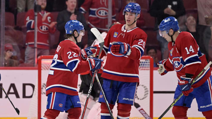 Oct 4, 2022; Montreal, Quebec, CAN; Montreal Canadiens forward Cole Caufield.