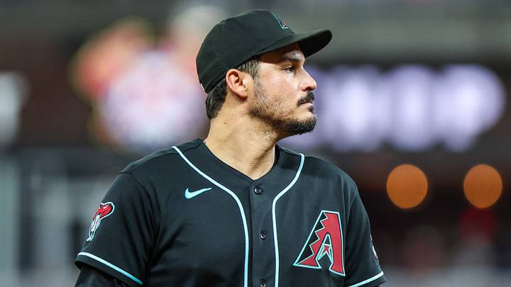 Aug 14, 2026; Cumberland, Georgia, USA; Arizona Diamondbacks third baseman Nolan Arenado (28) walks to the dugout during the game against the Atlanta Braves during the seventh inning at Truist Park. Mandatory Credit: Jordan Godfree-Imagn Images