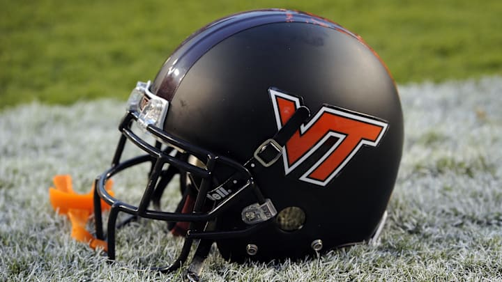 September 6, 2010; Landover, MD, USA; A view of an alternate helmet for the Virginia Tech Hokies prior to a game against the Boise State Broncos at FedEx Field. Mandatory Credit: Rafael Suanes-Imagn Images September 6, 2010; Landover, MD, USA; A view of an alternate helmet for the Virginia Tech Hokies prior to a game against the Boise State Broncos at FedEx Field. Mandatory Credit: Rafael Suanes-Imagn Images