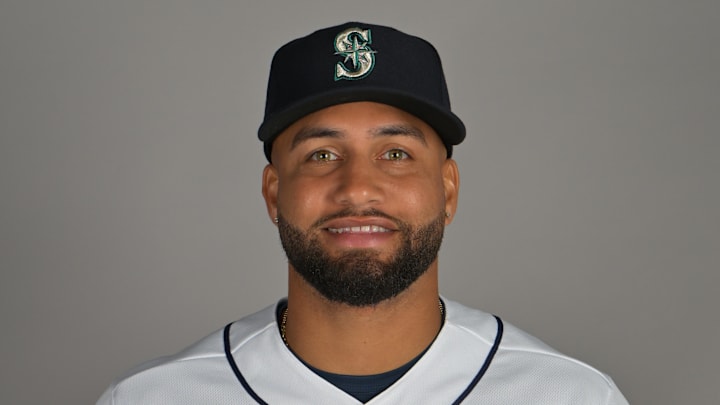 Seattle Mariners center fielder Victor Labrada (92) during spring training photo day in Peoria, AZ. 