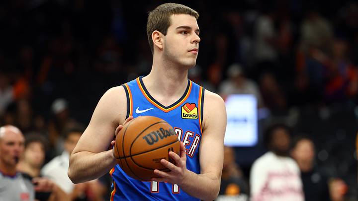 Apr 27, 2026; Phoenix, Arizona, USA; Oklahoma City Thunder guard Nikola Topic (44) against the Phoenix Suns during game four of the first round of the 2026 NBA Playoffs at Mortgage Matchup Center. Mandatory Credit: Mark J. Rebilas-Imagn Images Apr 27, 2026; Phoenix, Arizona, USA; Oklahoma City Thunder guard Nikola Topic (44) against the Phoenix Suns during game four of the first round of the 2026 NBA Playoffs at Mortgage Matchup Center. Mandatory Credit: Mark J. Rebilas-Imagn Images