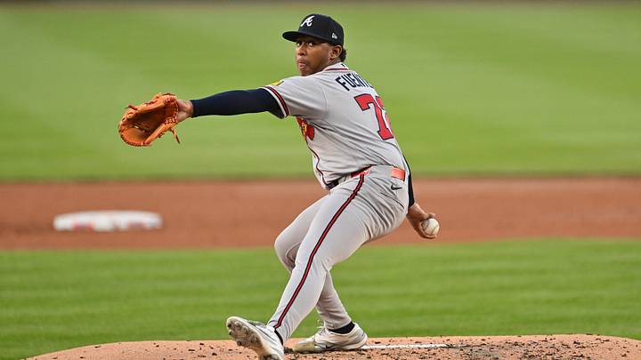 Apr 22, 2026; Washington, District of Columbia, USA;  Atlanta Braves pitcher Didier Fuentes (72) pitches in the second inning against the Washington Nationals at Nationals Park. Mandatory Credit: Jamie Sabau-Imagn Images