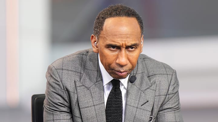 Oct 23, 2024; Inglewood, California, USA; Stephen A. Smith (Stephen Smith) on the ESPN NBA Countdown live set at Intuit Dome. Mandatory Credit: Kirby Lee-Imagn Images Oct 23, 2024; Inglewood, California, USA; Stephen A. Smith (Stephen Smith) on the ESPN NBA Countdown live set at Intuit Dome. Mandatory Credit: Kirby Lee-Imagn Images