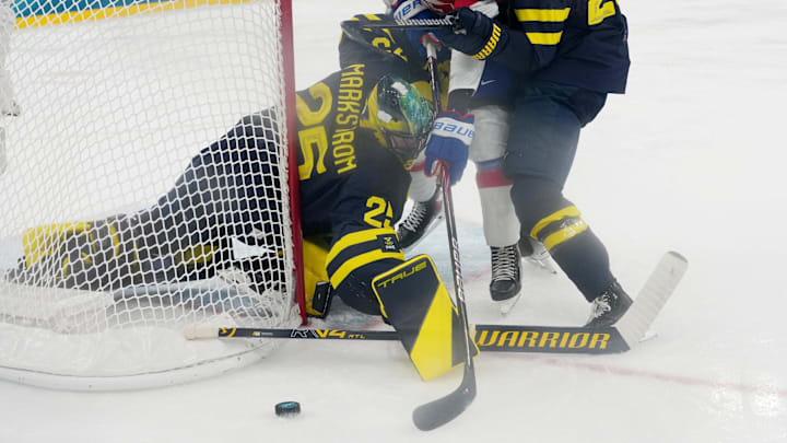 Jacob Markstrom of Sweden during the Milano Cortina 2026 Olympic Winter Games: James Lang-Imagn Images