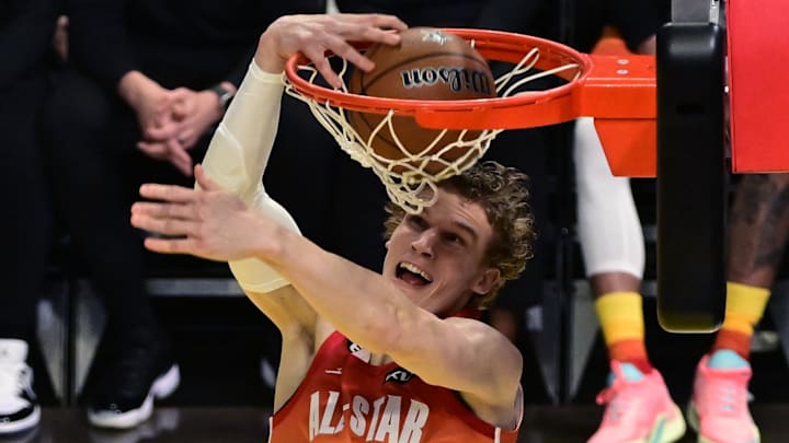 Feb 19, 2023; Salt Lake City, UT, USA; Team Giannis forward Lauri Markkanen (23) dunks the ball during the first half against Team LeBron in the 2023 NBA All-Star Game at Vivint Arena. Mandatory Credit: Christopher Creveling-Imagn Images Feb 19, 2023; Salt Lake City, UT, USA; Team Giannis forward Lauri Markkanen (23) dunks the ball during the first half against Team LeBron in the 2023 NBA All-Star Game at Vivint Arena. Mandatory Credit: Christopher Creveling-Imagn Images