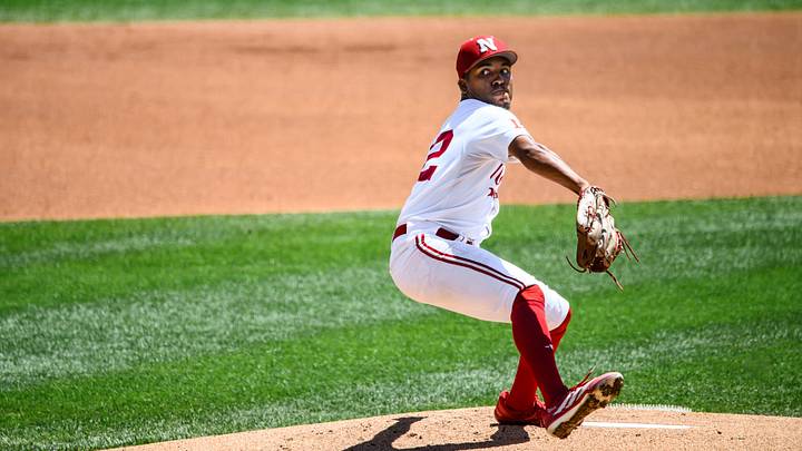 Jalen Worthley finished the suspended game on the mound for the Huskers. Jalen Worthley finished the suspended game on the mound for the Huskers.