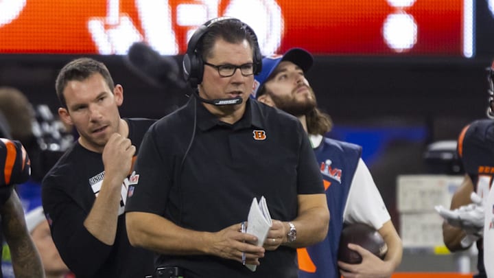 Feb 13, 2022; Inglewood, CA, USA; Cincinnati Bengals linebackers coach Al Golden against the Los Angeles Rams during Super Bowl LVI at SoFi Stadium. Mandatory Credit: Mark J. Rebilas-Imagn Images