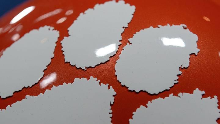 A Clemson helmet sits on the table during the Cotton Bowl head coaches press conference Friday, December 28, 2018.
Cotton Bowl Head Coaches Press Conference A Clemson helmet sits on the table during the Cotton Bowl head coaches press conference Friday, December 28, 2018.
Cotton Bowl Head Coaches Press Conference