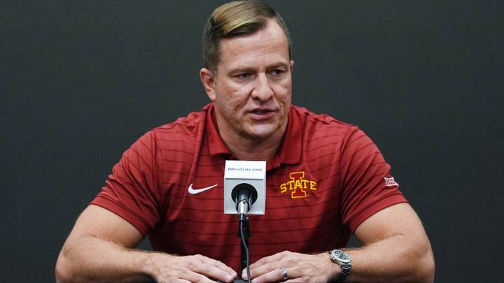 Iowa State men’s basketball head coach T.J. Otzelberger speaks with the media during the university’s men’s basketball media day at Hilton Coliseum in Ames, Iowa. (Nirmalendu Majumdar/Ames Tribune, USA TODAY Network) Iowa State men’s basketball head coach T.J. Otzelberger speaks with the media during the university’s men’s basketball media day at Hilton Coliseum in Ames, Iowa. (Nirmalendu Majumdar/Ames Tribune, USA TODAY Network)